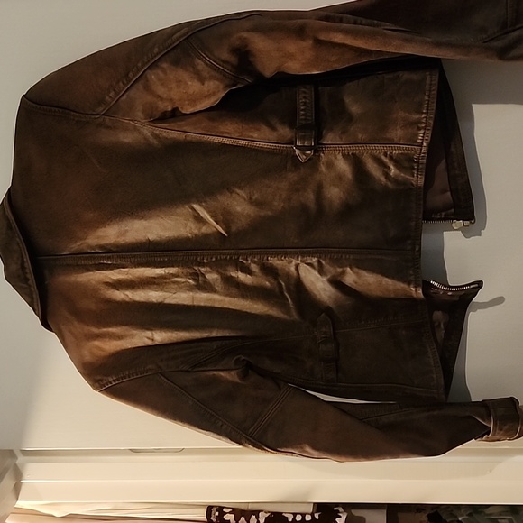 Double RL womens distressed brown leather jacket - Picture 5 of 9